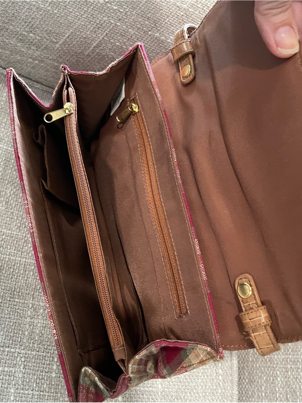 Vintage Longaberger Homestead Plaid Crossbody/Basket Weave Leather w/Wristlet - Picture 13 of 13